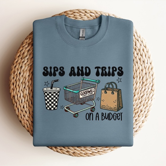 Sips & Trips to the Thrift Store Sweatshirt - Picture 1 of 1
